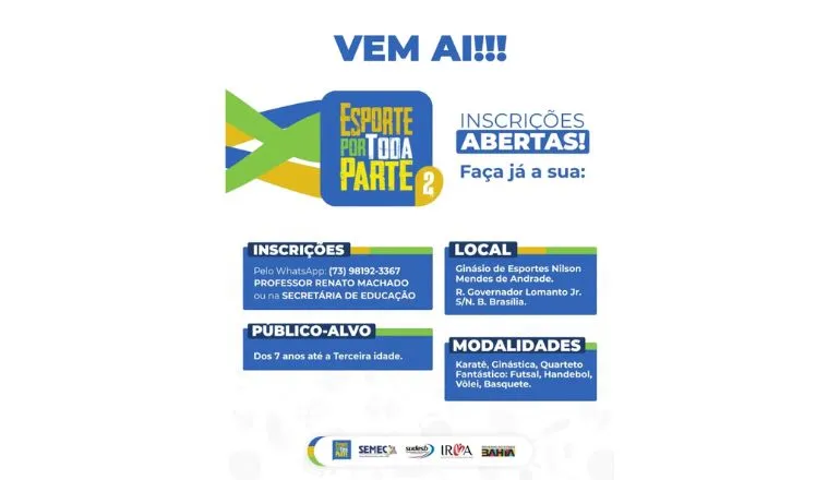 Esporte por Toda Parte em Ibirapuã: Inscrições abertas para atividades esportivas gratuitas