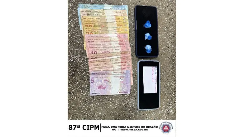 87ª  CIPM prende suspeito de tráfico de drogas com anotações em cartão de controle