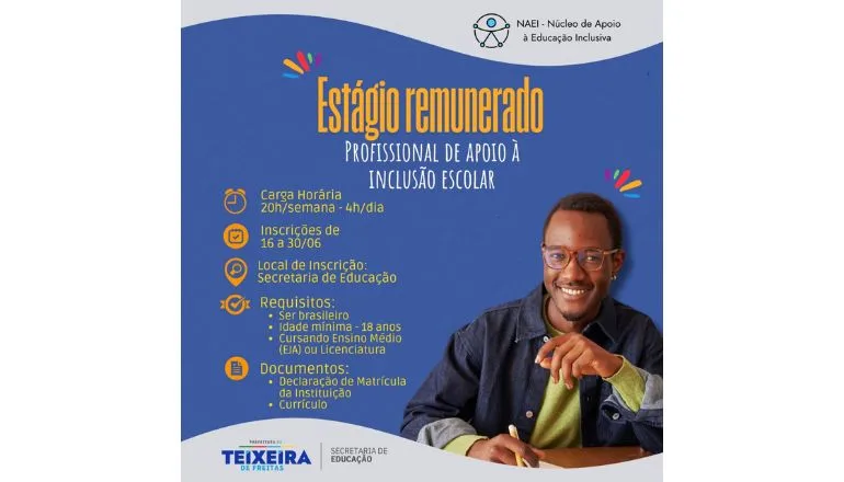 Prefeitura de Teixeira de Freitas abre processo seletivo para estagiários da Educação Inclusiva