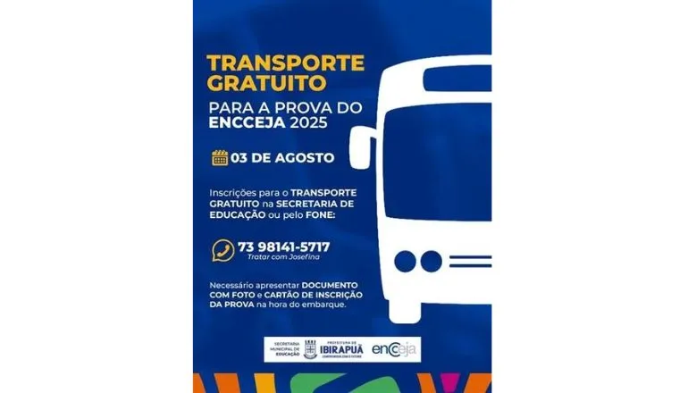 Prefeitura de Ibirapuã garante transporte gratuito para estudantes do ENCCEJA 2025