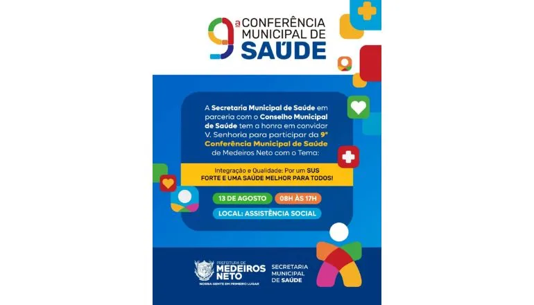 Conselho de Saúde convida comunidade para a Conferência Municipal de Saúde em Medeiros Neto