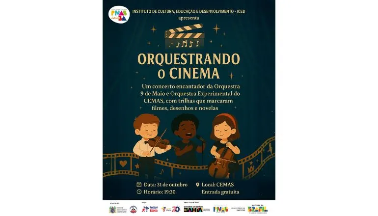Concerto “Orquestrando o Cinema” celebra o nascimento dos novos núcleos musicais do Orquestrando Futuros no CEMAS Concerto “Orquestrando o Cinema” celebra o nascimento dos novos núcleos musicais do Orquestrando Futuros no CEMAS