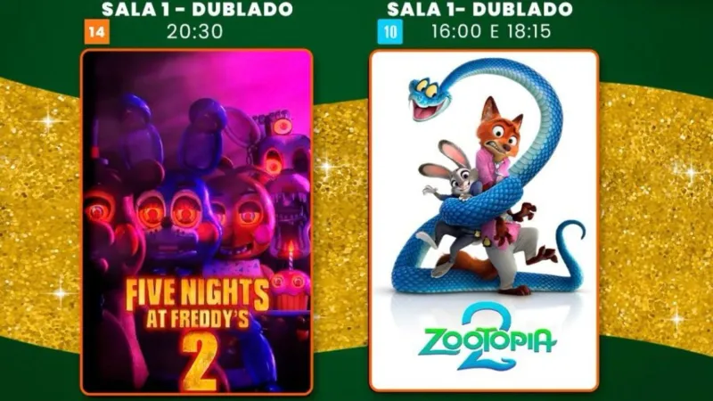 Cine Teixeira divulga programação da semana com Zootopia 2 e Five Nights at Freddy’s 2