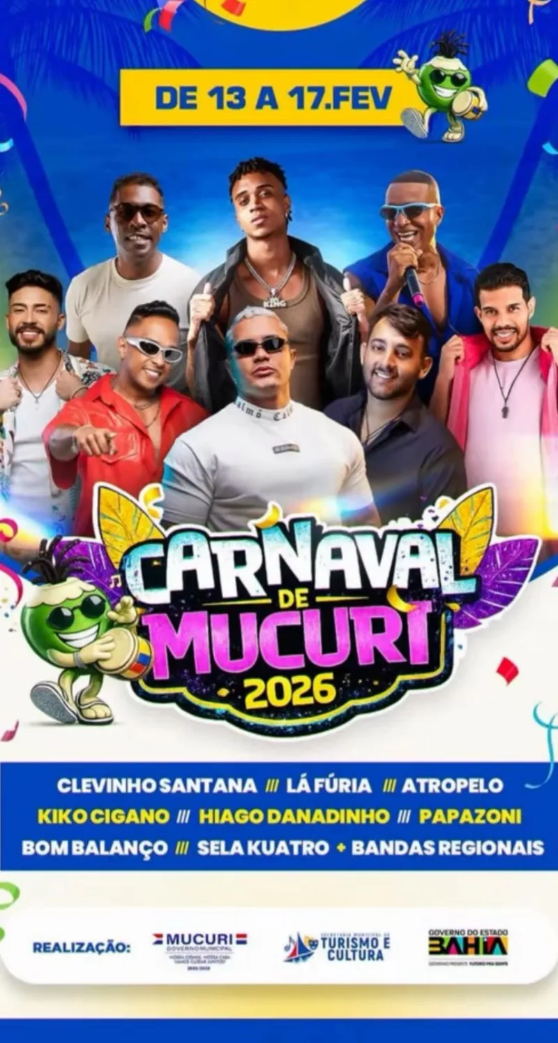 Carnaval de Mucuri 2026 é confirmado e promete cinco dias de festa no extremo sul da Bahia