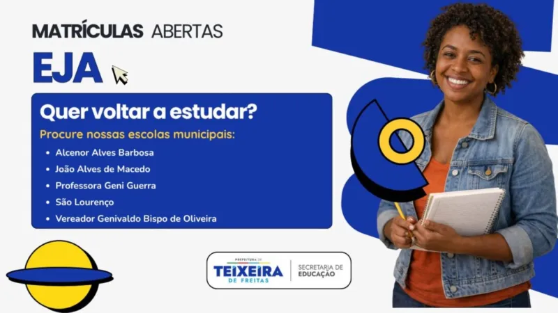 Matrículas abertas para a Educação de Jovens e Adultos (EJA) 