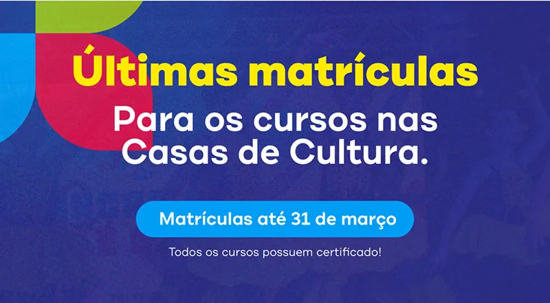 Casas de Cultura fazem uma última chamada para matrículas em Teixeira de Freitas Casas de Cultura fazem uma última chamada para matrículas em Teixeira de Freitas