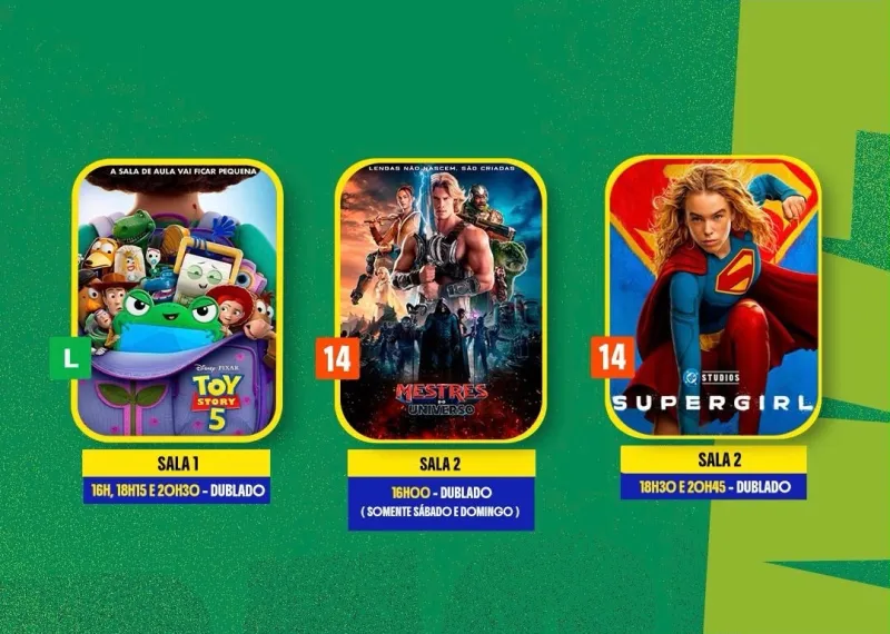 Cine Teixeira divulga programação com animação, aventura e heroína nas telonas