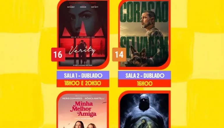 Cine Teixeira divulga programação com quatro filmes em cartaz de 1º a 7 de outubro