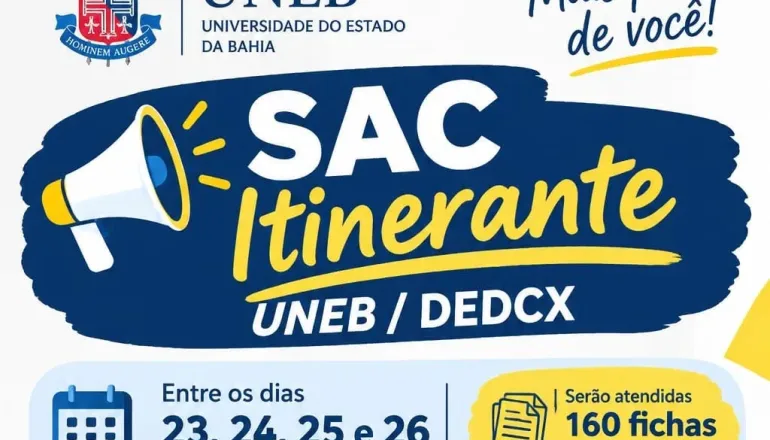 UNEB de Teixeira de Freitas realiza SAC Itinerante entre os dias 23 e 26 de setembro